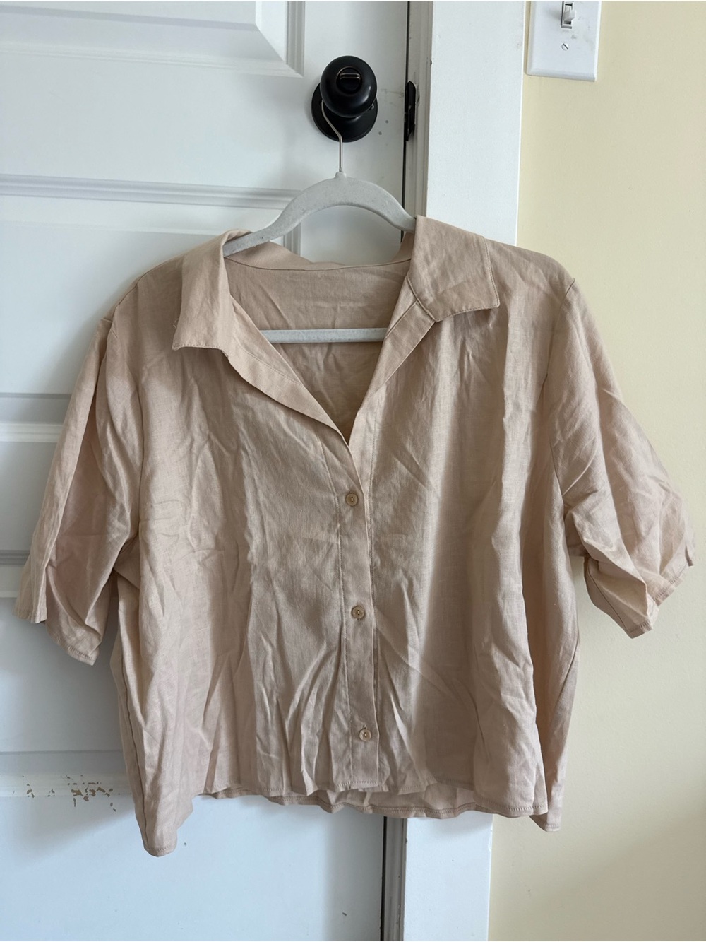 Amazon Women's Beige Relaxed Button Down Shirt